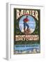 Mount Rainier - Mountaineering Supply Company-Lantern Press-Framed Art Print