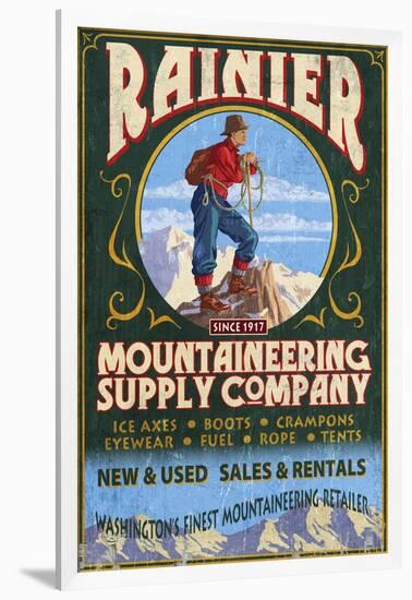 Mount Rainier - Mountaineering Supply Company-Lantern Press-Framed Art Print