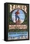 Mount Rainier - Mountaineering Supply Company-Lantern Press-Framed Stretched Canvas