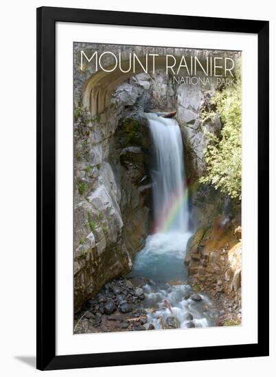 Mount Rainier National Park - Christine Falls-Lantern Press-Framed Art Print