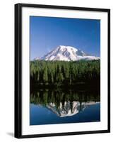 Mount Rainier National Park, Mount Rainier with Snow, Washington, USA-Steve Vidler-Framed Photographic Print