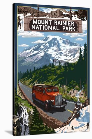 Mount Rainier National Park-Lantern Press-Stretched Canvas