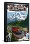 Mount Rainier National Park-Lantern Press-Framed Stretched Canvas