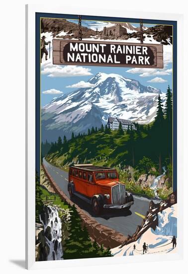 Mount Rainier National Park-Lantern Press-Framed Art Print