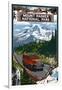 Mount Rainier National Park-Lantern Press-Framed Art Print