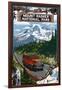 Mount Rainier National Park-Lantern Press-Framed Art Print