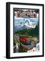 Mount Rainier National Park-Lantern Press-Framed Art Print