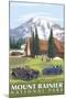 Mount Rainier, Paradise Lodge and Chalmers-Lantern Press-Mounted Art Print