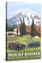 Mount Rainier, Paradise Lodge and Chalmers-Lantern Press-Stretched Canvas