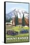 Mount Rainier, Paradise Lodge and Chalmers-Lantern Press-Framed Stretched Canvas