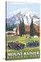 Mount Rainier, Paradise Lodge and Chalmers-Lantern Press-Stretched Canvas