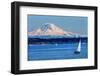 Mount Rainier Puget Sound North Seattle Snow Mountain Sailboats, Washington State-William Perry-Framed Photographic Print