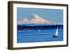 Mount Rainier Puget Sound North Seattle Snow Mountain Sailboats, Washington State-William Perry-Framed Photographic Print