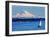 Mount Rainier Puget Sound North Seattle Snow Mountain Sailboats, Washington State-William Perry-Framed Photographic Print