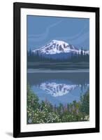 Mount Rainier - Reflection Lake - Image Only-Lantern Press-Framed Art Print