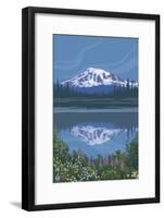 Mount Rainier - Reflection Lake - Image Only-Lantern Press-Framed Art Print