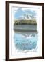 Mount Rainier - Reflection Lake - Watercolor-Lantern Press-Framed Art Print
