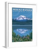 Mount Rainier, Reflection Lake-null-Framed Poster