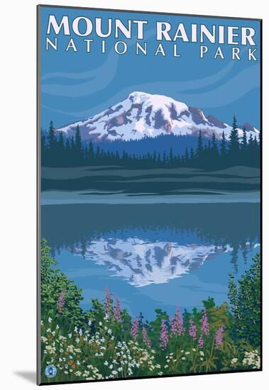 Mount Rainier, Reflection Lake-null-Mounted Poster