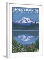 Mount Rainier, Reflection Lake-Lantern Press-Framed Art Print