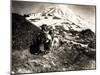 Mount Rainier, Two Women and a Man on Horse Trail, 1914-Asahel Curtis-Mounted Giclee Print