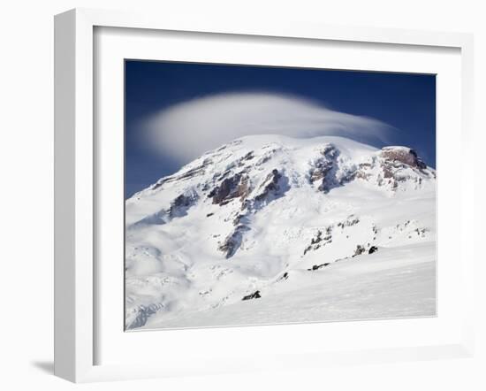 Mount Rainier with Lenticular Cloud over Summit, Mount Rainier National Park, Washington, Usa-Jamie & Judy Wild-Framed Photographic Print