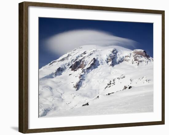 Mount Rainier with Lenticular Cloud over Summit, Mount Rainier National Park, Washington, Usa-Jamie & Judy Wild-Framed Photographic Print