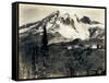 Mount Rainier with Paradise Inn in Foreground, 1922-Asahel Curtis-Framed Stretched Canvas