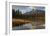 Mount Rundle reflected in Johnson Lake, Banff National Park, Alberta, Rocky Mountains, Canada-Jon Reaves-Framed Photographic Print