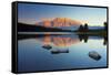 Mount Rundle Reflected in Two Jack Lake at Sunrise-Miles-Framed Stretched Canvas