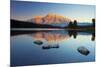 Mount Rundle Reflected in Two Jack Lake at Sunrise-Miles-Mounted Photographic Print