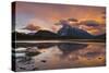 Mount Rundle Rising Above Vermillion Lakes Drive at Sunset-Neale Clark-Stretched Canvas