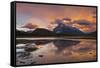 Mount Rundle Rising Above Vermillion Lakes Drive at Sunset-Neale Clark-Framed Stretched Canvas