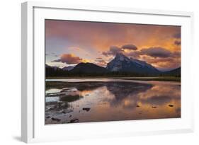 Mount Rundle Rising Above Vermillion Lakes Drive at Sunset-Neale Clark-Framed Photographic Print