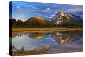 Mount Rundle Rising Above Vermillion Lakes Drive at Sunset-Neale Clark-Stretched Canvas