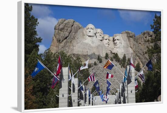 Mount Rushmore National Memorial, Avenue of Flags, South Dakota, USA-Walter Bibikow-Framed Photographic Print