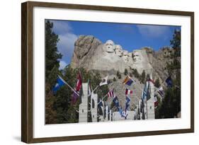 Mount Rushmore National Memorial, Avenue of Flags, South Dakota, USA-Walter Bibikow-Framed Photographic Print