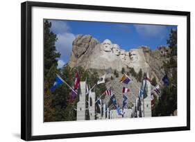 Mount Rushmore National Memorial, Avenue of Flags, South Dakota, USA-Walter Bibikow-Framed Photographic Print