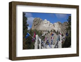 Mount Rushmore National Memorial, Avenue of Flags, South Dakota, USA-Walter Bibikow-Framed Photographic Print