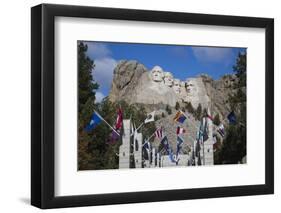 Mount Rushmore National Memorial, Avenue of Flags, South Dakota, USA-Walter Bibikow-Framed Photographic Print