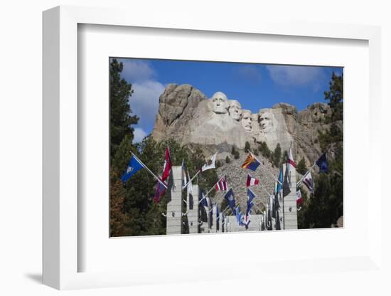 Mount Rushmore National Memorial, Avenue of Flags, South Dakota, USA-Walter Bibikow-Framed Photographic Print