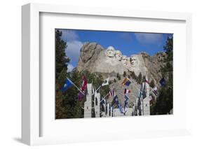 Mount Rushmore National Memorial, Avenue of Flags, South Dakota, USA-Walter Bibikow-Framed Photographic Print