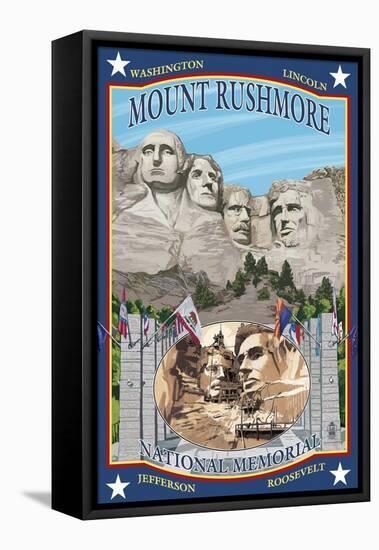 Mount Rushmore National Memorial, SD-Lantern Press-Framed Stretched Canvas