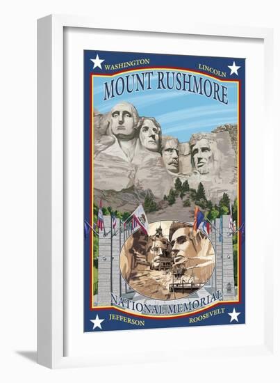 Mount Rushmore National Memorial, SD-Lantern Press-Framed Art Print