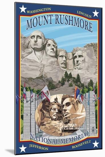 Mount Rushmore National Memorial, SD-Lantern Press-Mounted Art Print