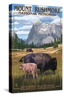 Mount Rushmore National Memorial, South Dakota - Bison Scene-Lantern Press-Stretched Canvas