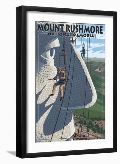 Mount Rushmore National Memorial, South Dakota - Carvers View-Lantern Press-Framed Art Print