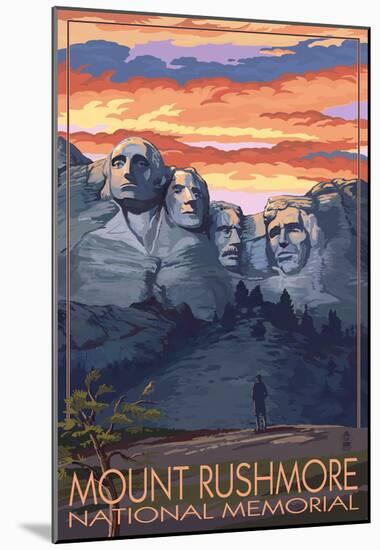 Mount Rushmore National Memorial, South Dakota - Sunset View-null-Mounted Poster