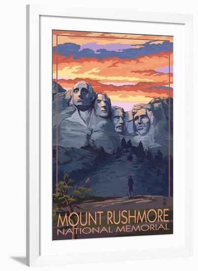 Mount Rushmore National Memorial, South Dakota - Sunset View-Lantern Press-Framed Art Print