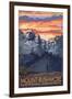 Mount Rushmore National Memorial, South Dakota - Sunset View-Lantern Press-Framed Art Print